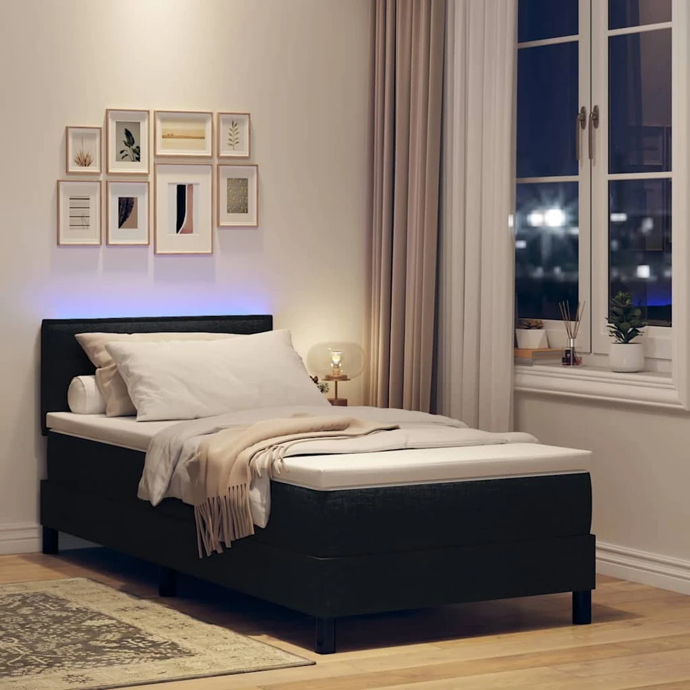Kiemas lova su LED juostelėmis Juoda 80 x 200 cm audinys
