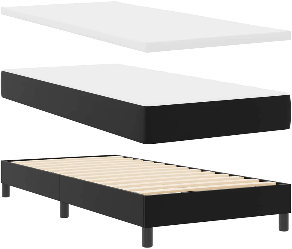 Kiemas lova su LED juostelėmis Juoda 90 x 190 cm Dirbtinė oda