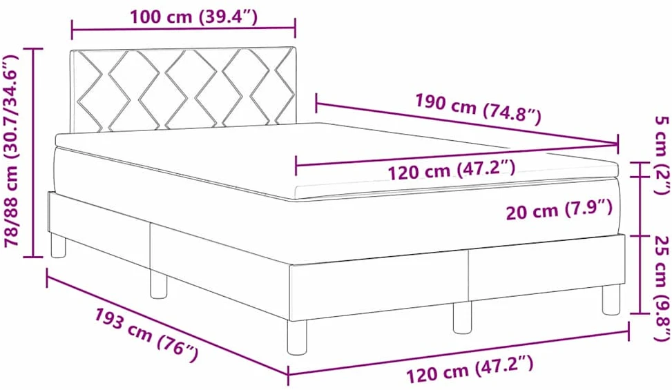 Kiemas lova su LED juostelėmis Kreminė 120 x 190 cm audinys