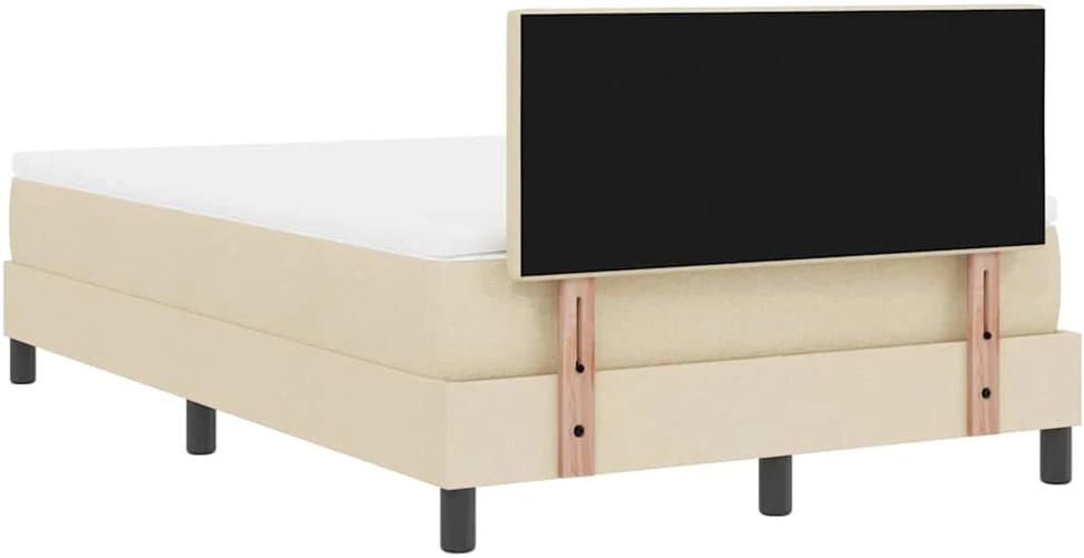 Kiemas lova su LED juostelėmis Kreminė 120 x 190 cm audinys