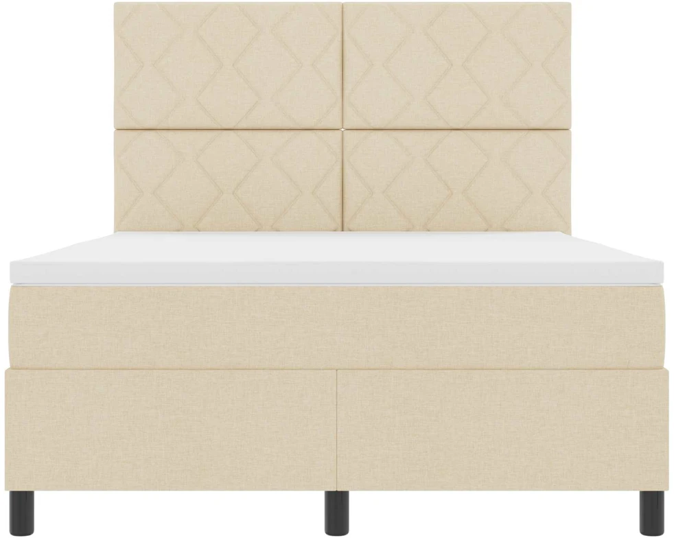 Kiemas lova su LED juostelėmis Kreminė 160 x 200 cm audinys