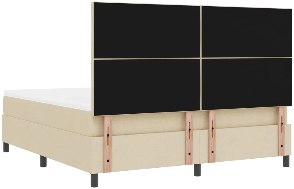 Kiemas lova su LED juostelėmis Kreminė 180 x 200 cm audinys