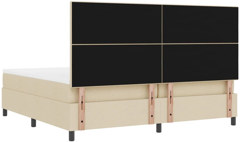 Kiemas lova su LED juostelėmis Kreminė 200 x 200 cm audinys