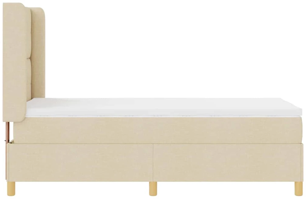 Kiemas lova su LED juostelėmis Kreminė 80 x 200 cm audinys