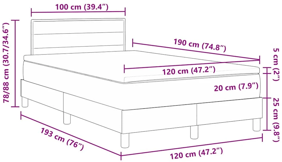 Kiemas lova su LED juostelėmis Mėlyna 120 x 190 cm audinys