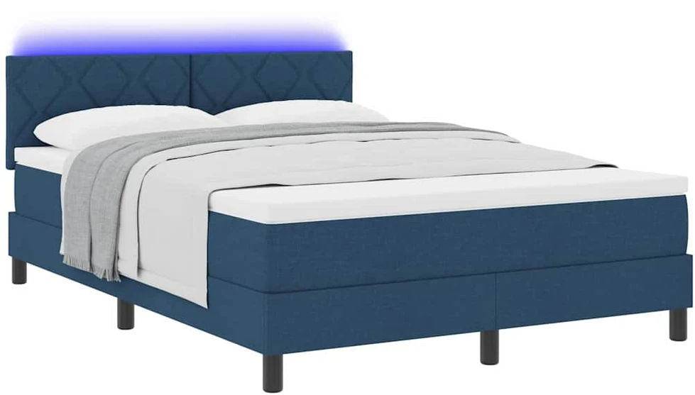 Kiemas lova su LED juostelėmis Mėlyna 140 x 190 cm audinys