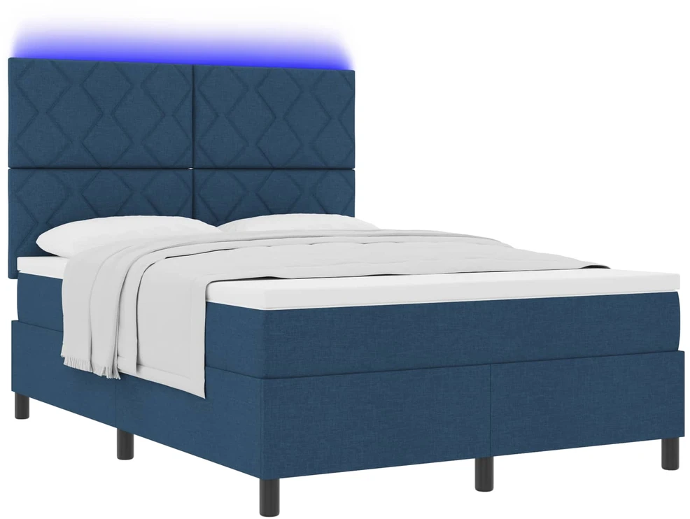 Kiemas lova su LED juostelėmis Mėlyna 160 x 200 cm audinys