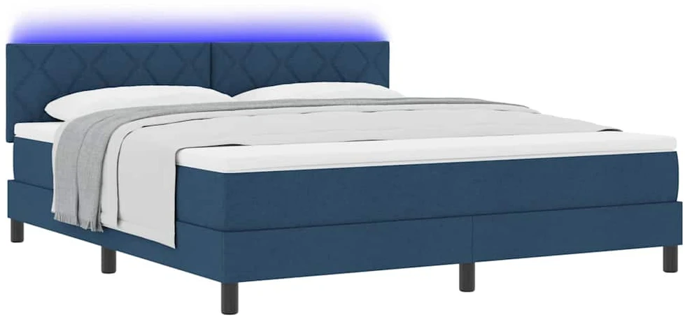 Kiemas lova su LED juostelėmis Mėlyna 180 x 200 cm audinys