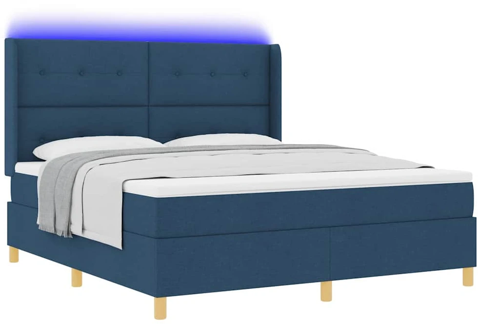 Kiemas lova su LED juostelėmis Mėlyna 180 x 200 cm audinys