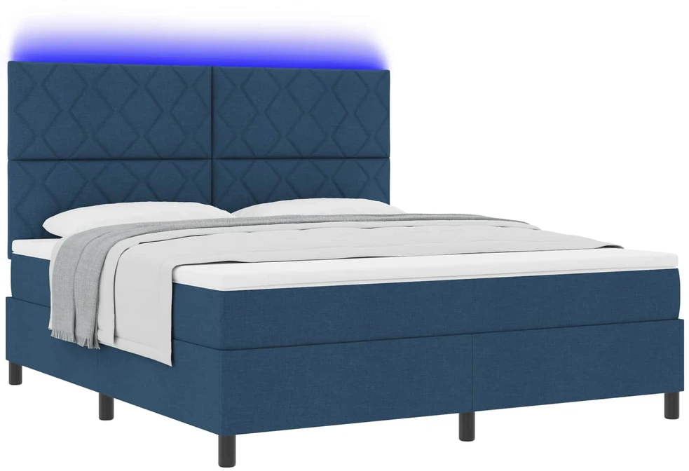 Kiemas lova su LED juostelėmis Mėlyna 180 x 200 cm audinys