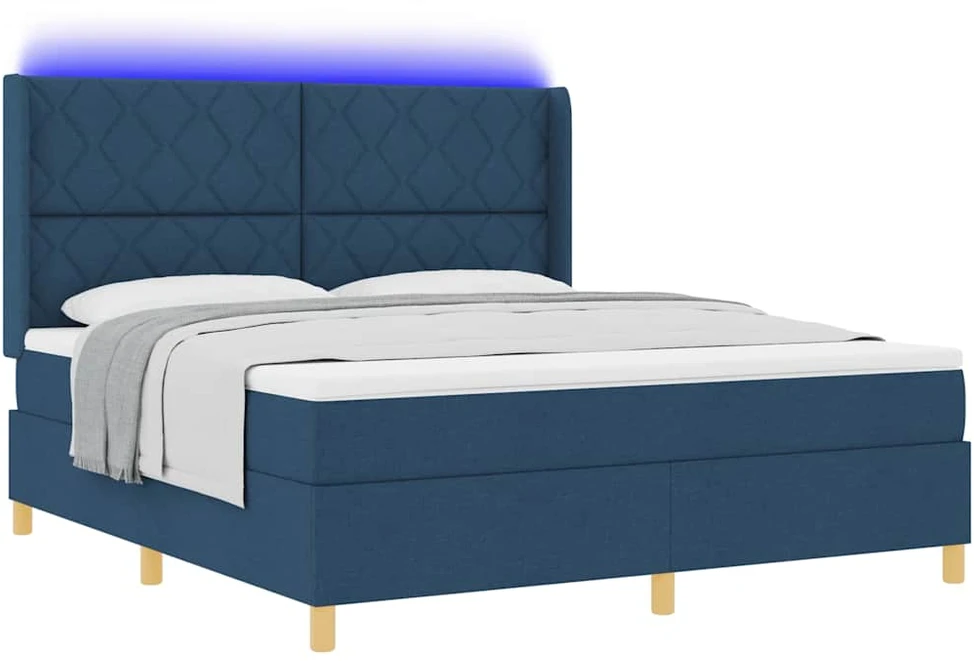 Kiemas lova su LED juostelėmis Mėlyna 180 x 200 cm audinys