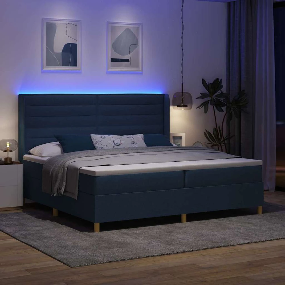 Kiemas lova su LED juostelėmis Mėlyna 200 x 200 cm audinys