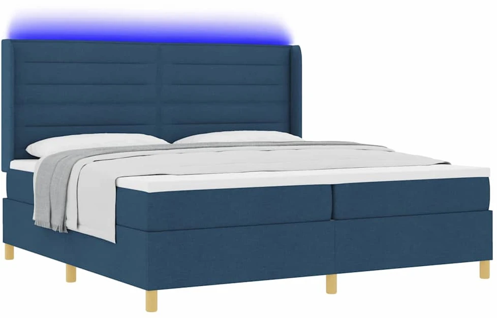 Kiemas lova su LED juostelėmis Mėlyna 200 x 200 cm audinys