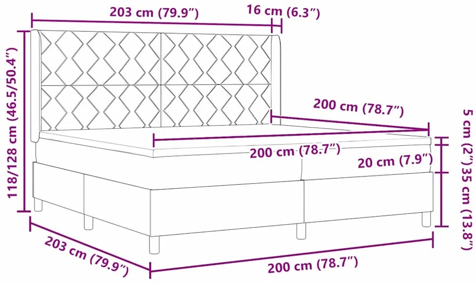 Kiemas lova su LED juostelėmis Mėlyna 200 x 200 cm Aksomas
