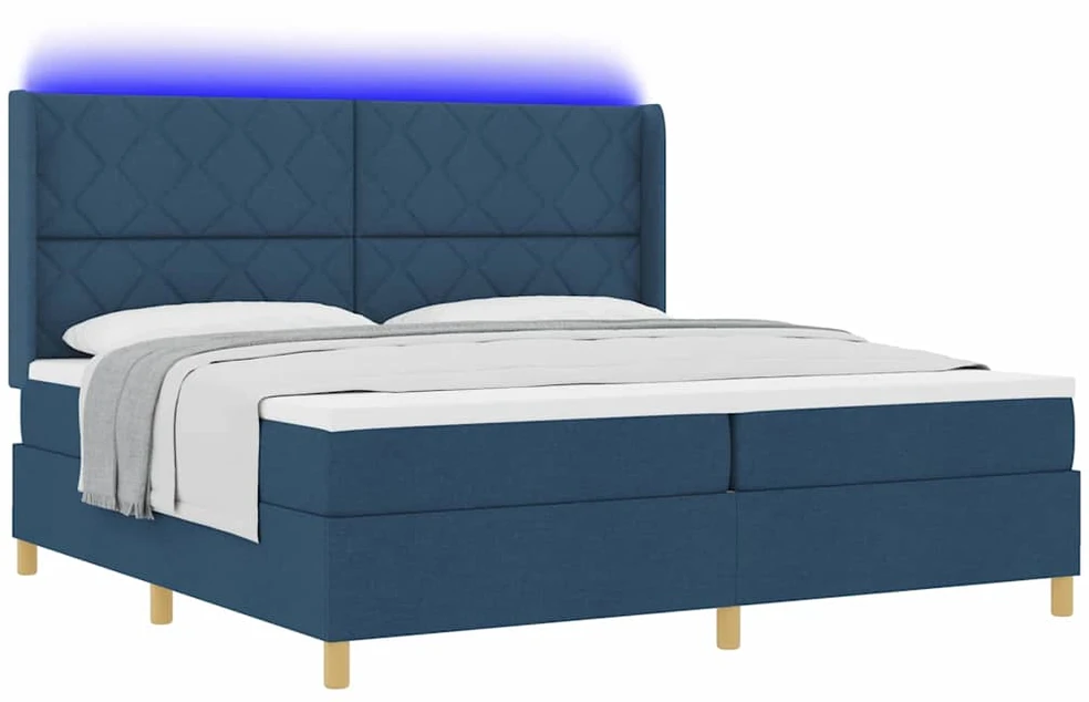 Kiemas lova su LED juostelėmis Mėlyna 200 x 200 cm audinys