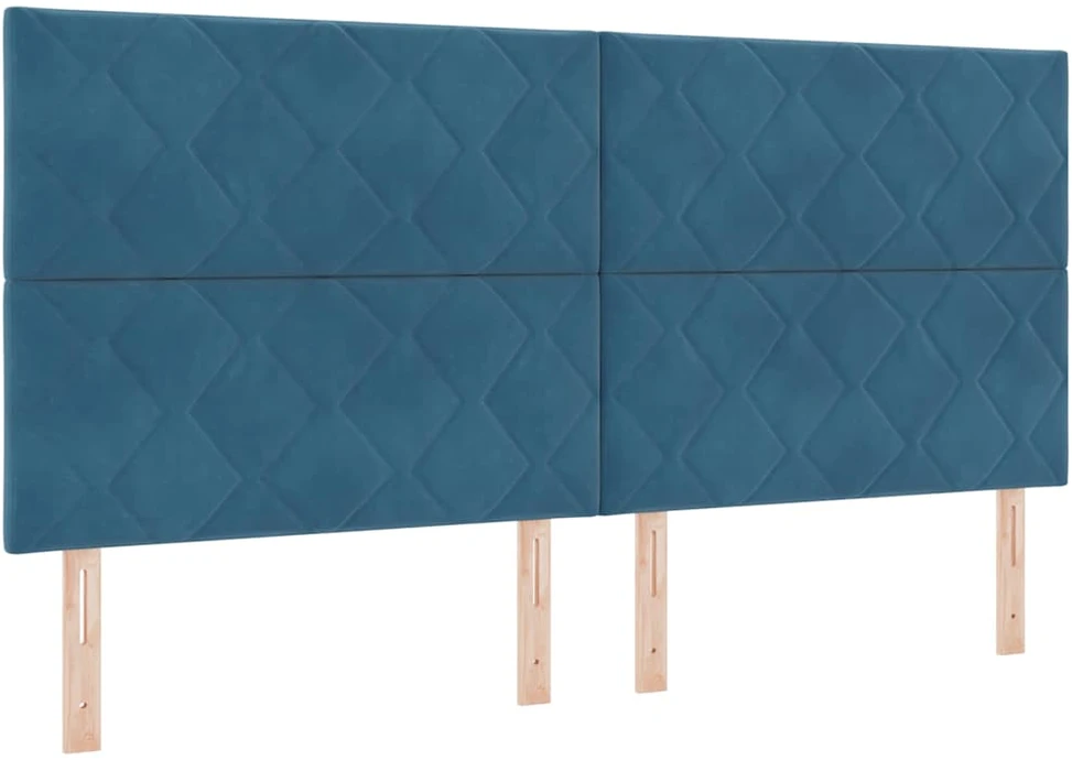 Kiemas lova su LED juostelėmis Mėlyna 200 x 200 cm Aksomas