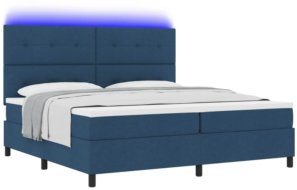 Kiemas lova su LED juostelėmis Mėlyna 200 x 200 cm audinys