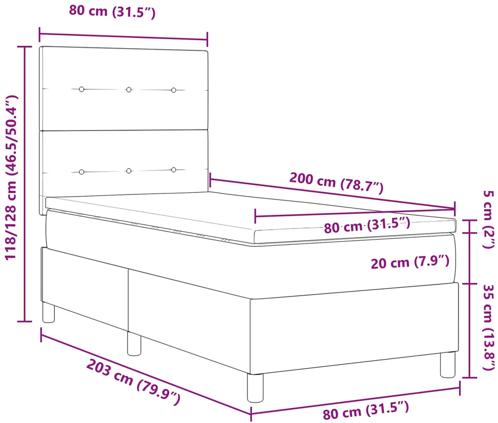 Kiemas lova su LED juostelėmis Mėlyna 80 x 200 cm audinys