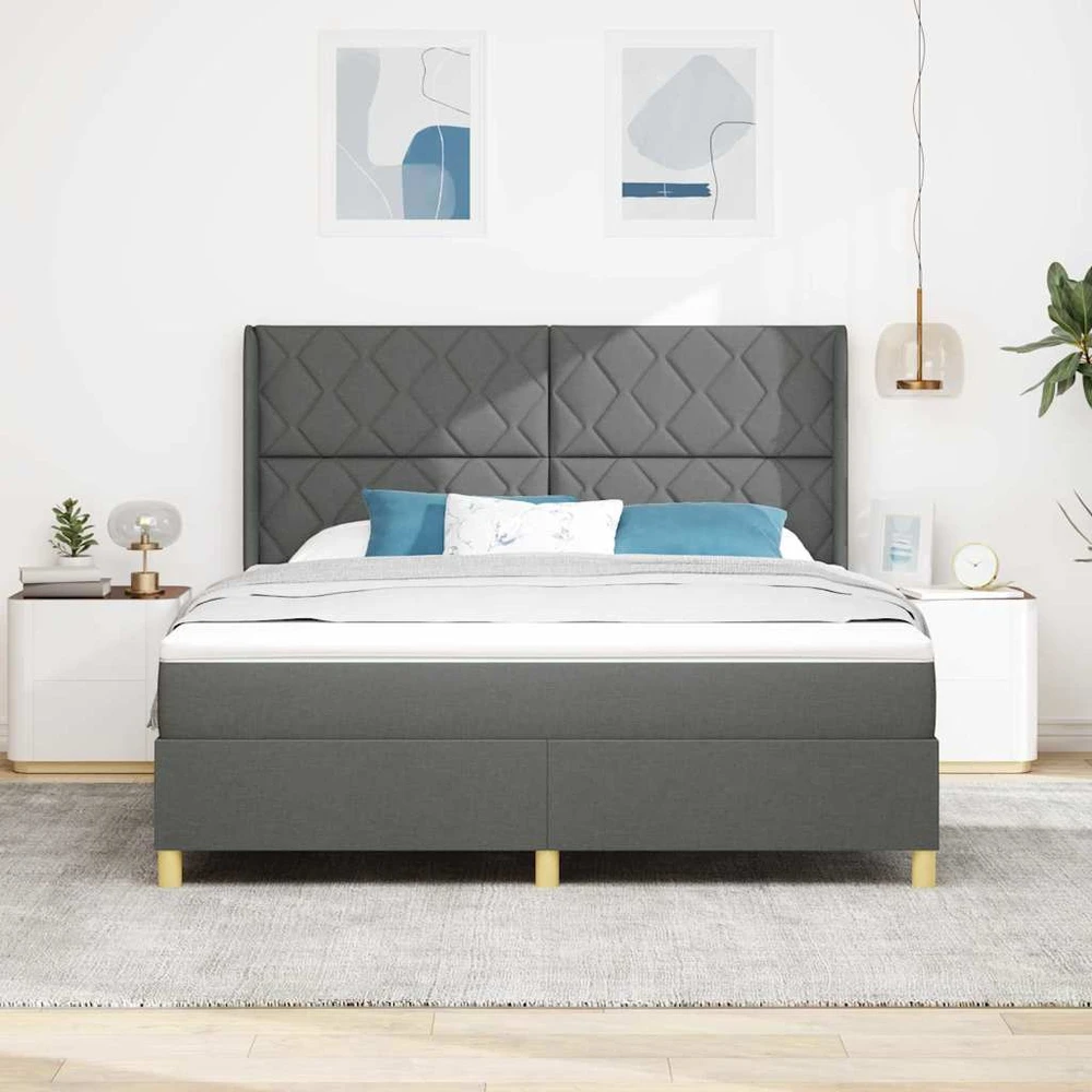 Kiemas lova su LED juostelėmis Pilka 180 x 200 cm audinys