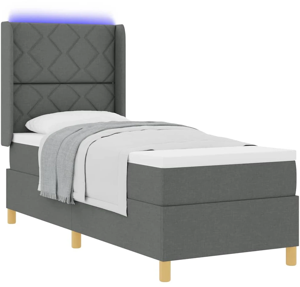 Kiemas lova su LED juostelėmis Pilka 80 x 200 cm audinys