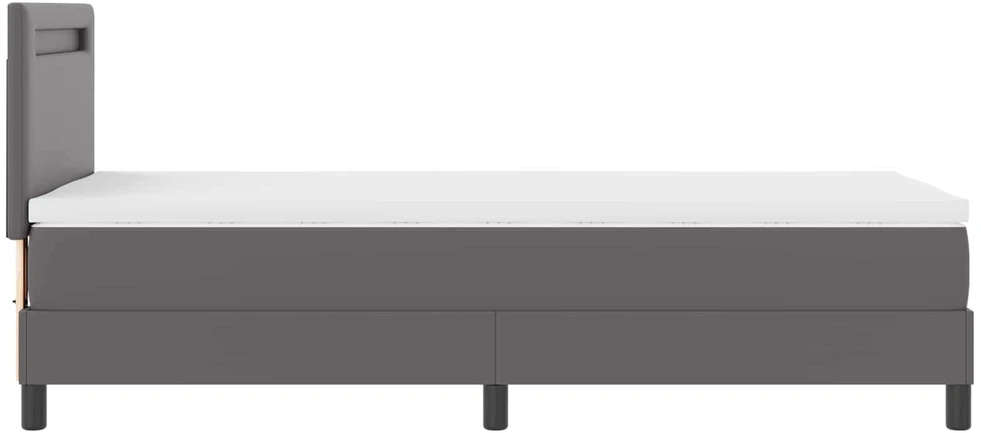 Kiemas lova su LED juostelėmis Pilka 90 x 190 cm Dirbtinė oda