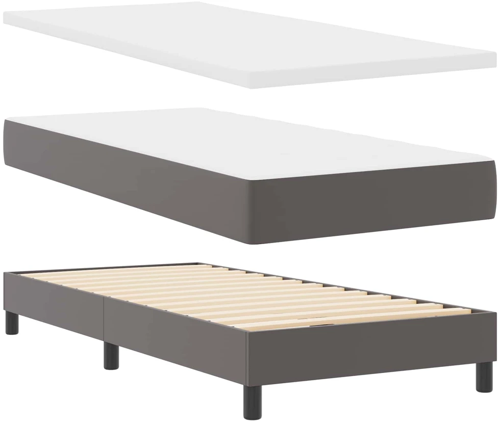 Kiemas lova su LED juostelėmis Pilka 90 x 190 cm Dirbtinė oda