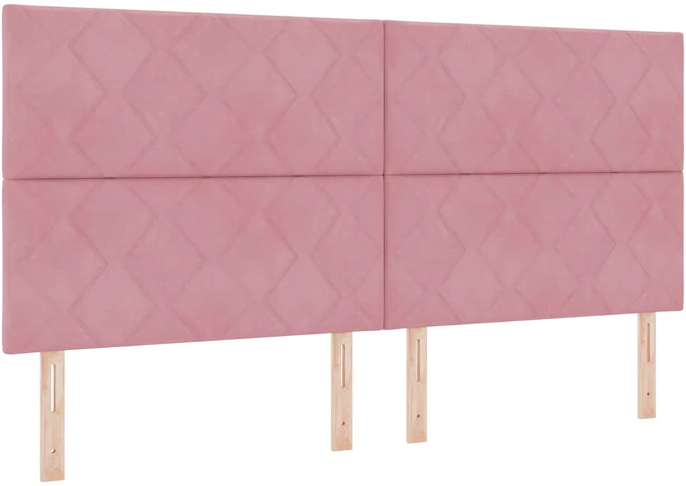 Kiemas lova su LED juostelėmis Rožinė 200 x 200 cm Aksomas