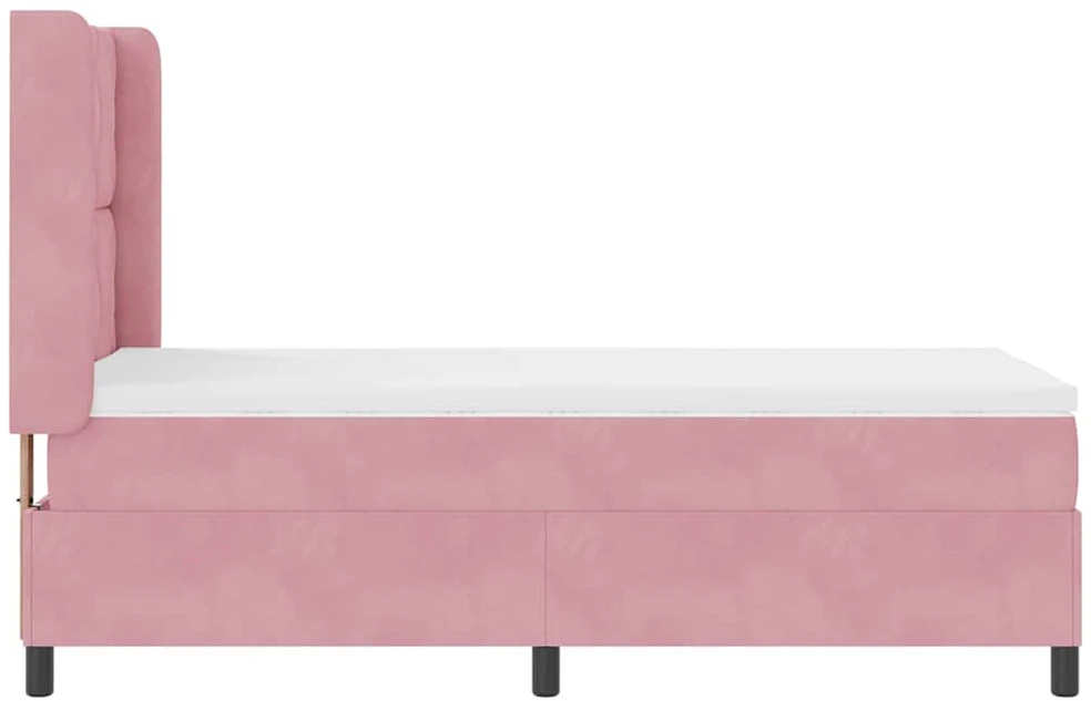 Kiemas lova su LED juostelėmis Rožinė 90 x 200 cm Aksomas