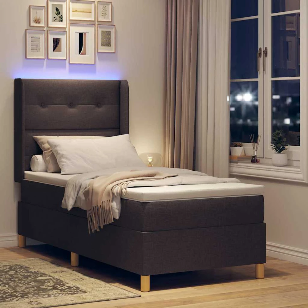 Kiemas lova su LED juostelėmis Ruda 100 x 200 cm audinys