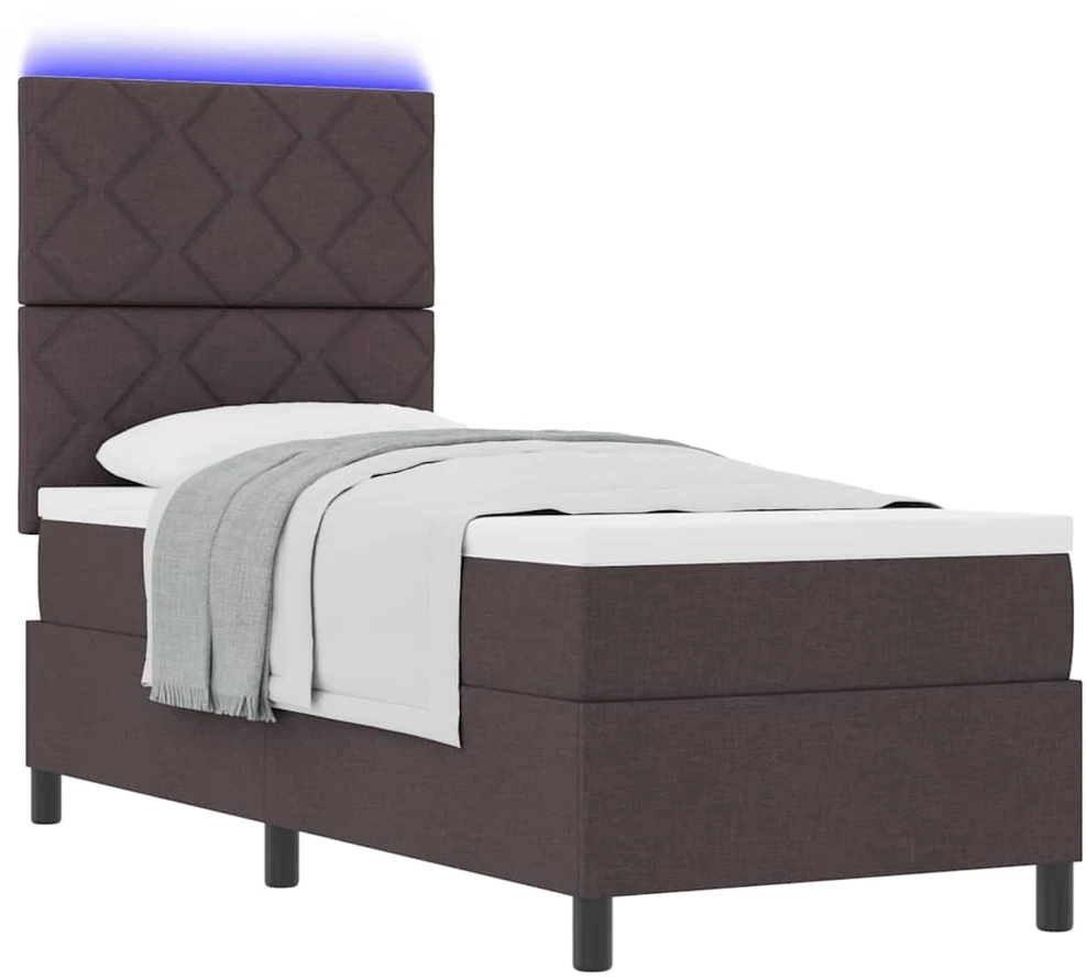 Kiemas lova su LED juostelėmis Tamsiai ruda 80 x 200 cm audinys