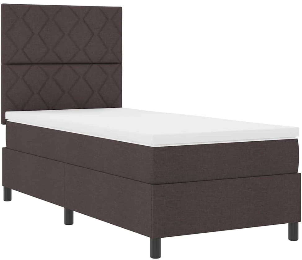 Kiemas lova su LED juostelėmis Tamsiai ruda 90 x 190 cm audinys