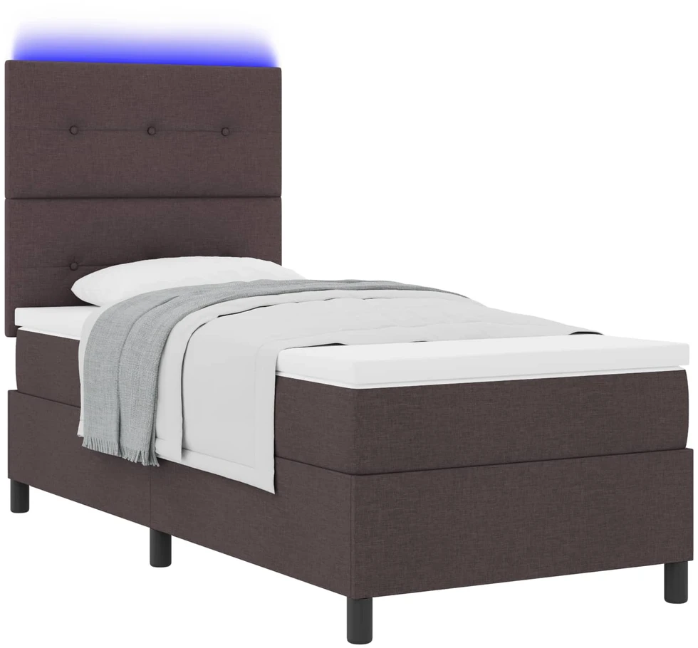 Kiemas lova su LED juostelėmis Tamsiai ruda 80 x 200 cm audinys