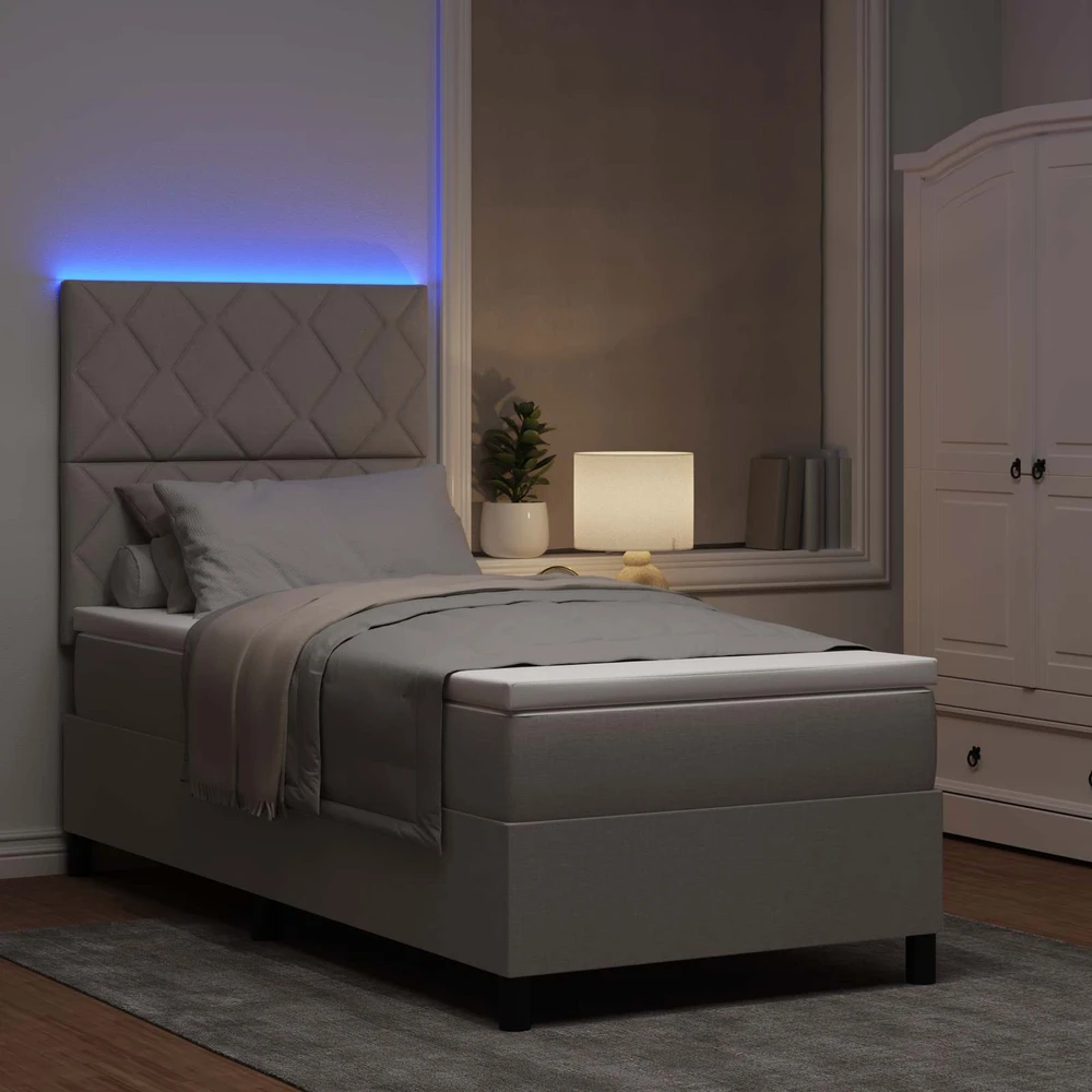 Kiemas lova su LED juostelėmis Tortora 100 x 200 cm audinys