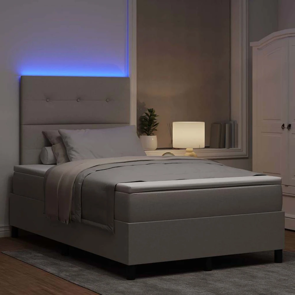 Kiemas lova su LED juostelėmis Tortora 120 x 200 cm audinys