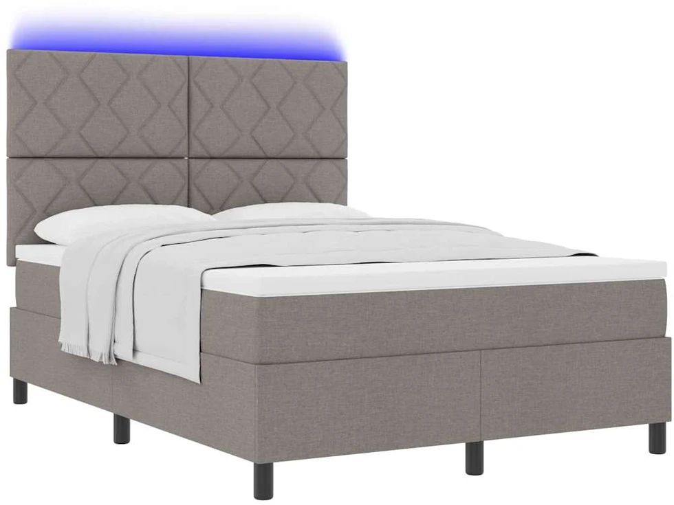 Kiemas lova su LED juostelėmis Tortora 140 x 190 cm audinys