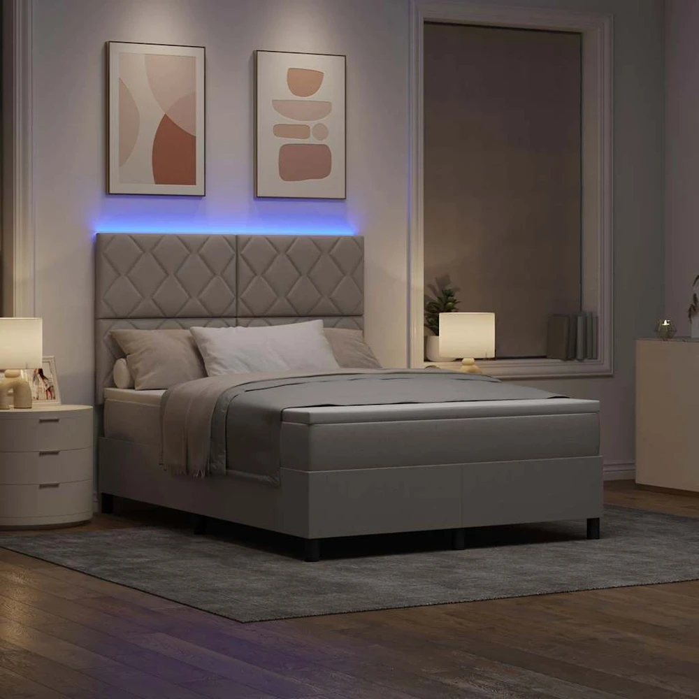Kiemas lova su LED juostelėmis Tortora 140 x 190 cm audinys
