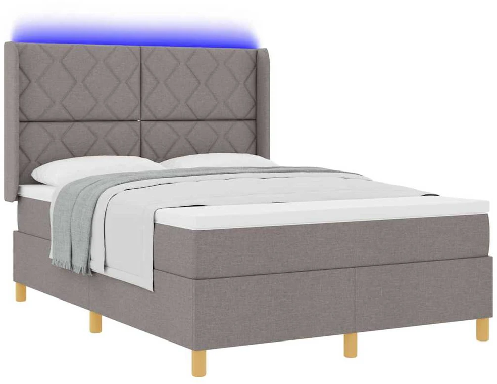 Kiemas lova su LED juostelėmis Tortora 140 x 190 cm audinys