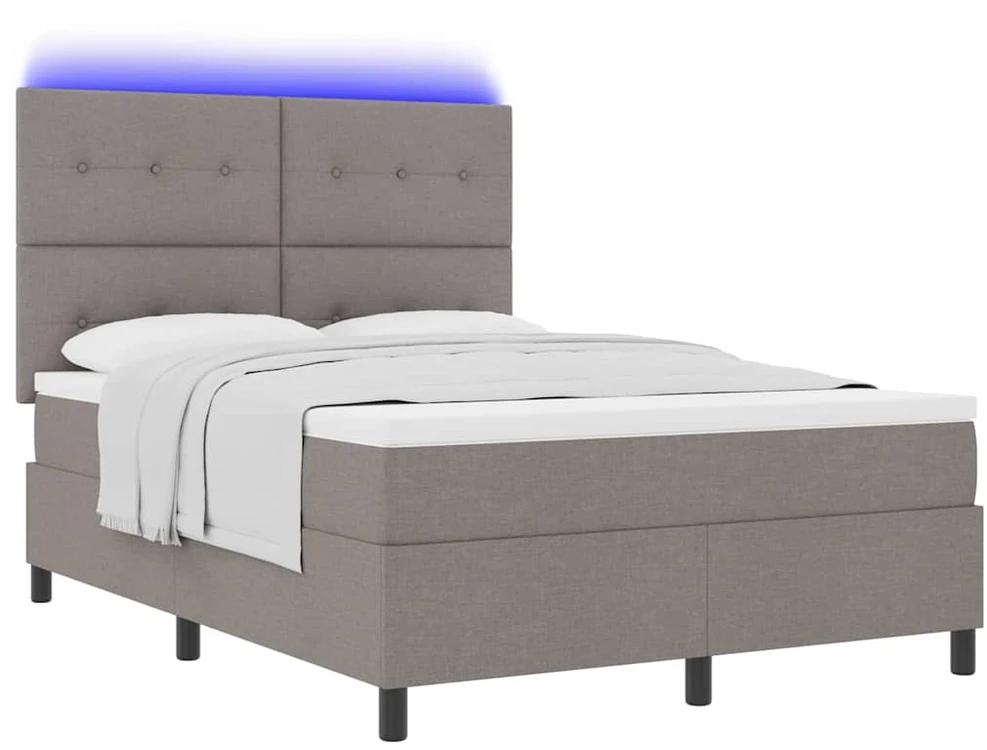 Kiemas lova su LED juostelėmis Tortora 160 x 200 cm audinys