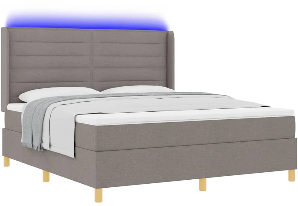 Kiemas lova su LED juostelėmis Tortora 180 x 200 cm audinys