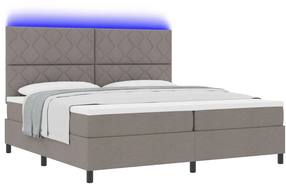 Kiemas lova su LED juostelėmis Tortora 200 x 200 cm audinys