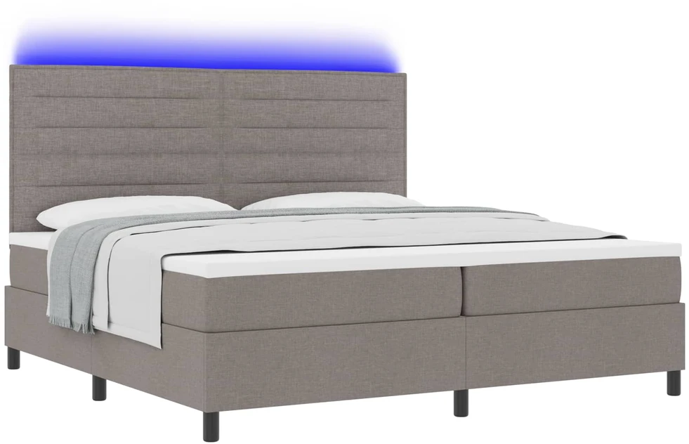Kiemas lova su LED juostelėmis Tortora 200 x 200 cm audinys