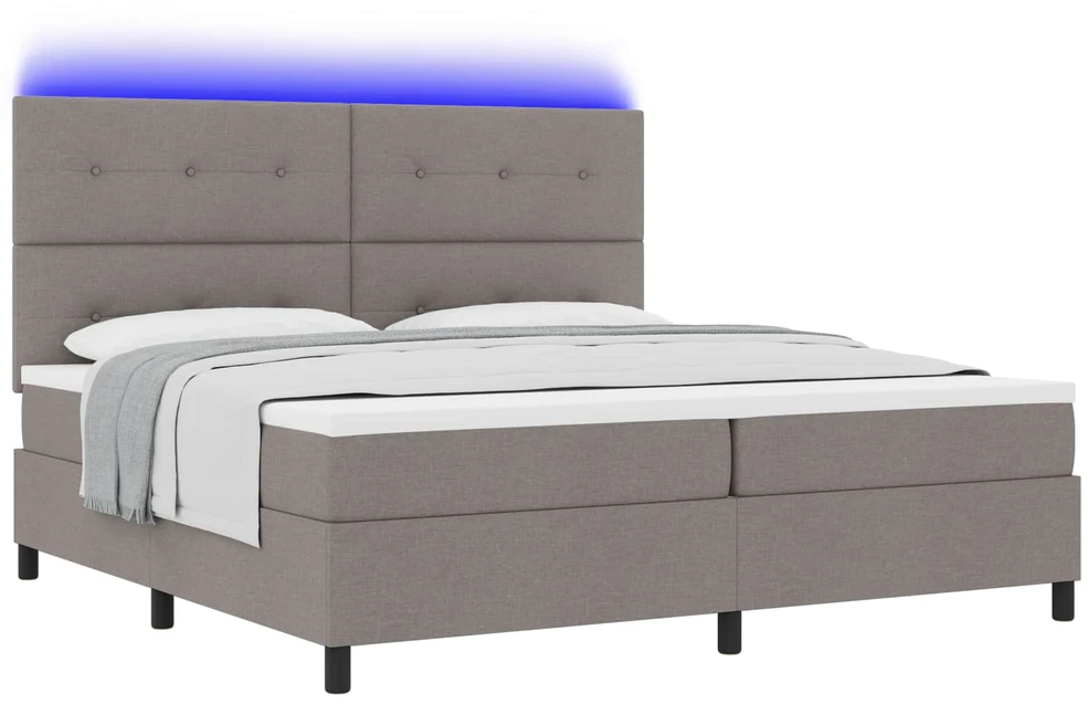 Kiemas lova su LED juostelėmis Tortora 200 x 200 cm audinys