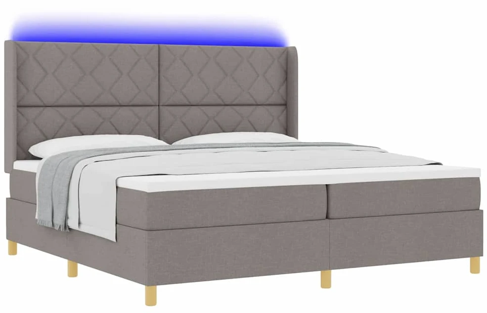 Kiemas lova su LED juostelėmis Tortora 200 x 200 cm audinys