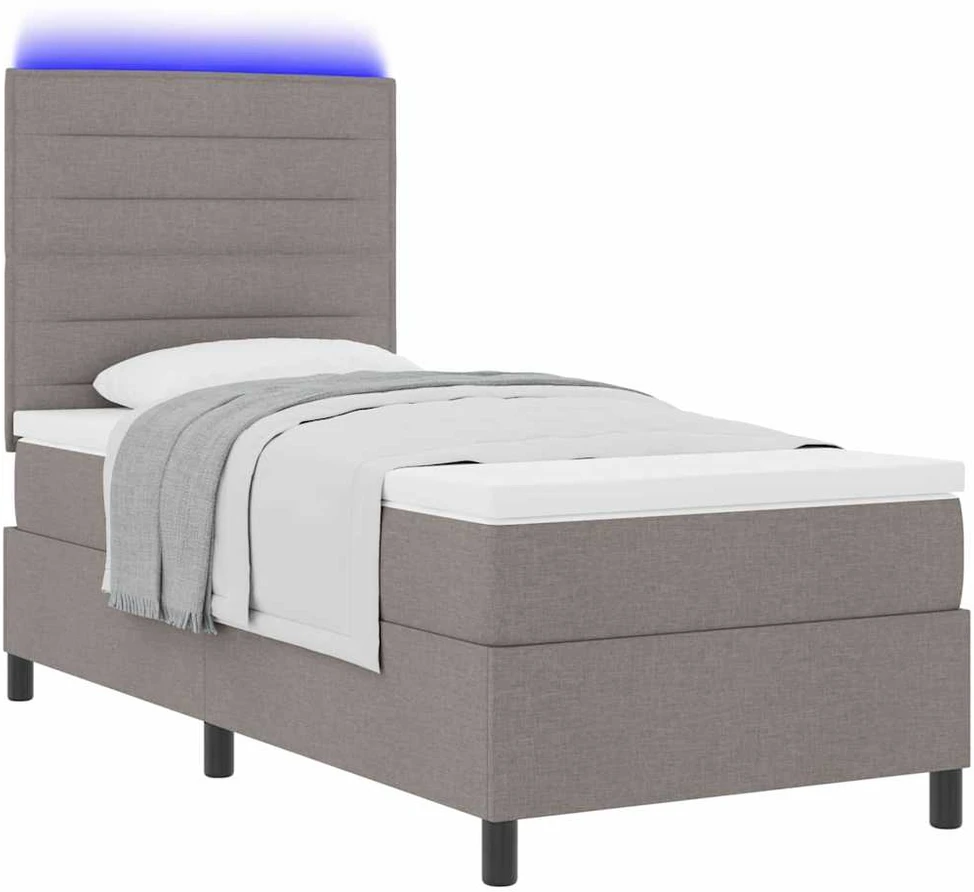 Kiemas lova su LED juostelėmis Tortora 80 x 200 cm audinys