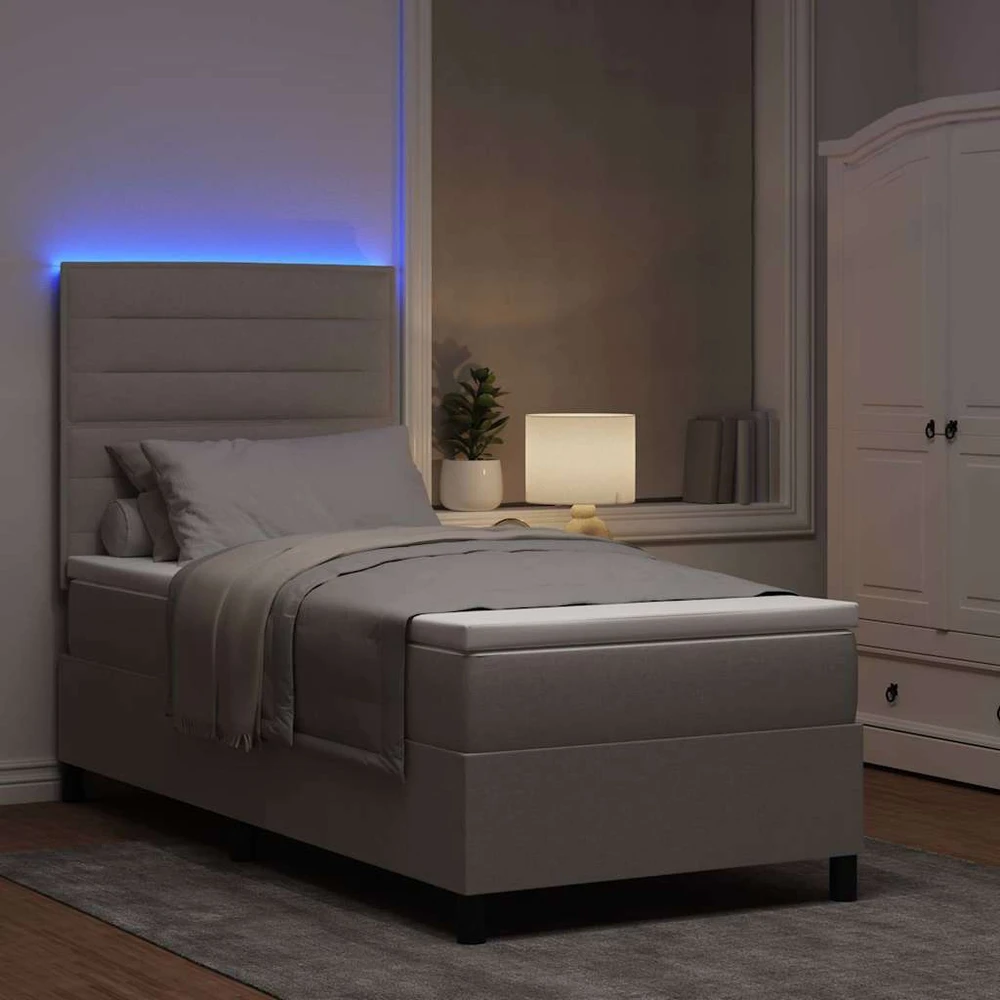 Kiemas lova su LED juostelėmis Tortora 80 x 200 cm audinys