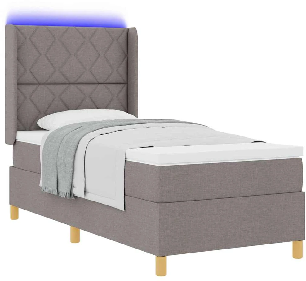 Kiemas lova su LED juostelėmis Tortora 90 x 190 cm audinys