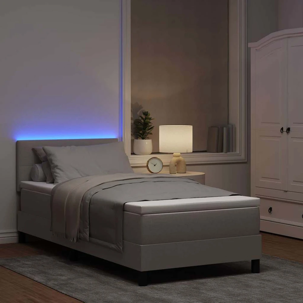 Kiemas lova su LED juostelėmis Tortora 90 x 190 cm audinys