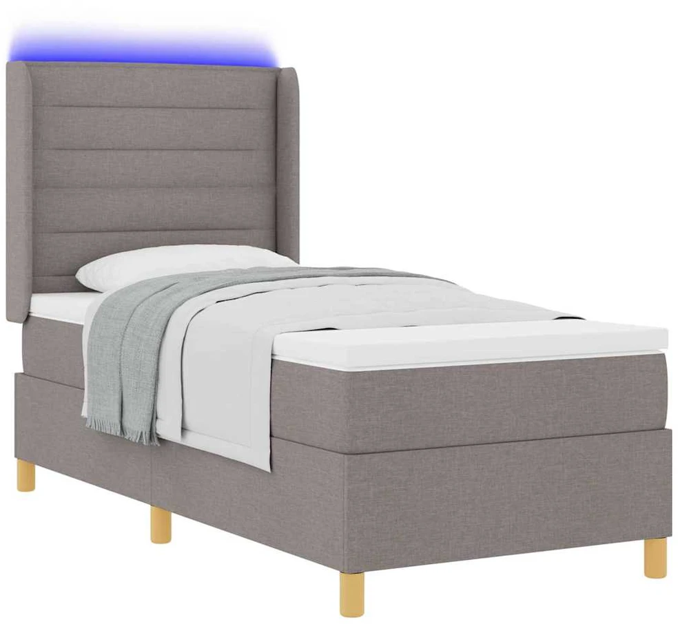 Kiemas lova su LED juostelėmis Tortora 90 x 190 cm audinys