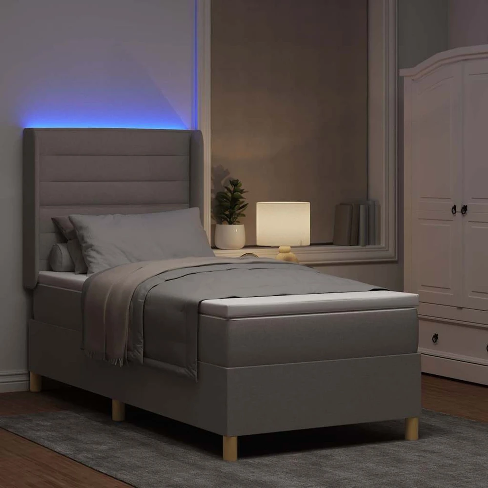 Kiemas lova su LED juostelėmis Tortora 90 x 190 cm audinys