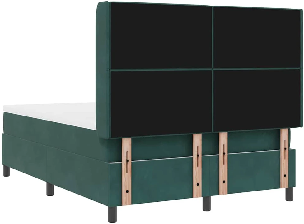 Kiemas lova su LED juostelėmis Žalia 140 x 190 cm Aksomas